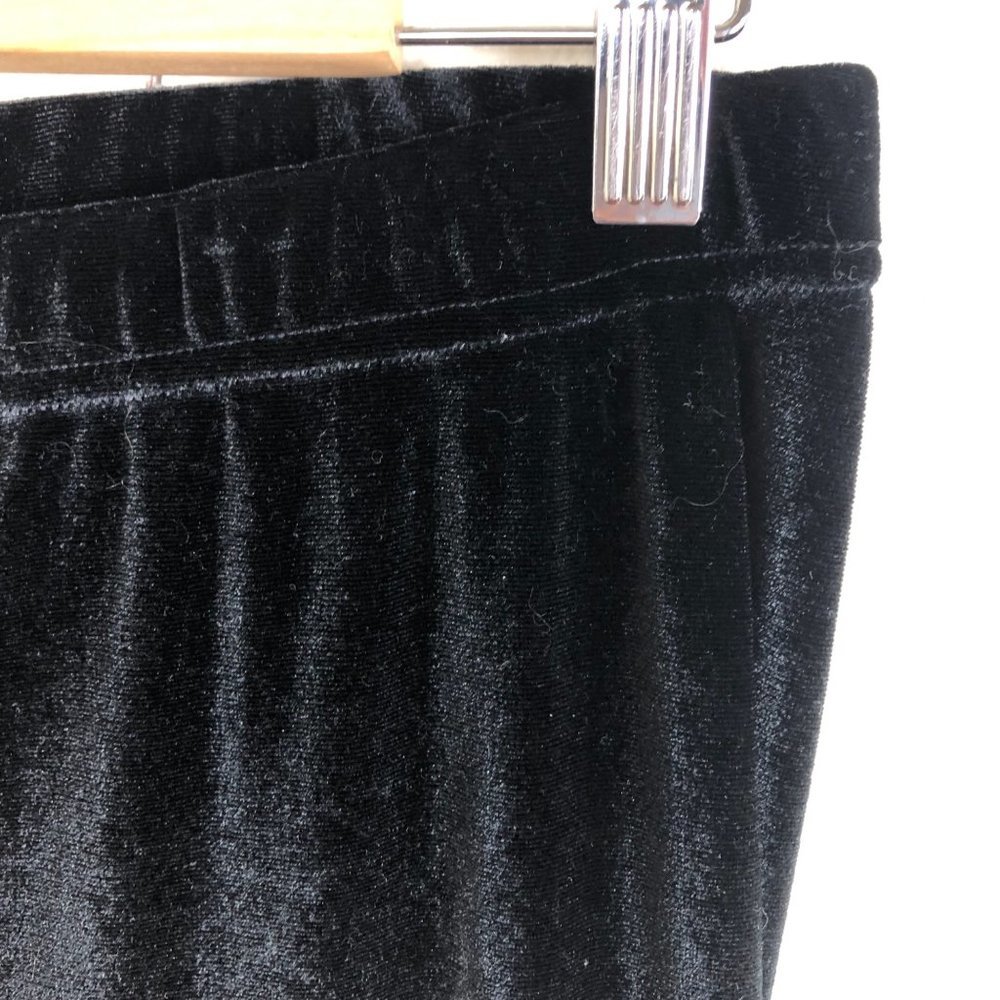 MARIE NICOLE CLOTHING Black Crushed Velvet Flare Curtain Long Pants Size Large - Picture 2 of 11